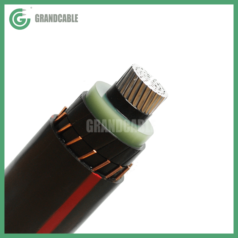 Cable, 35-kV, aluminum, 1000 KCMIL, paralleled cross-linked polyethylene insulated, Linear Low Density Polyethylene (LLDPE) jacketed