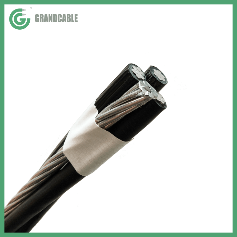 #3AWG Quadruplex Aluminum XLPE Covered Conductor Service Drop Cable ICEA S-66-524