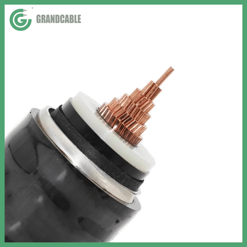 132kV single core 630sqmm copper conductor, XLPE insulated, corrugated Al sheathed & MDPE outer sheathed cable for 132kV AIS Substation